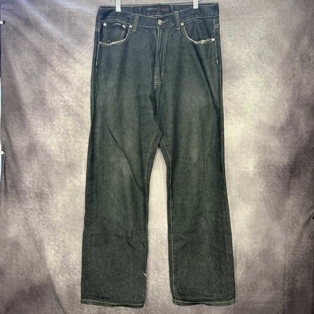 Vintage Y2K Fubu‎ The Collection Baggy Wide Leg Skater Jeans Men Size 34x32